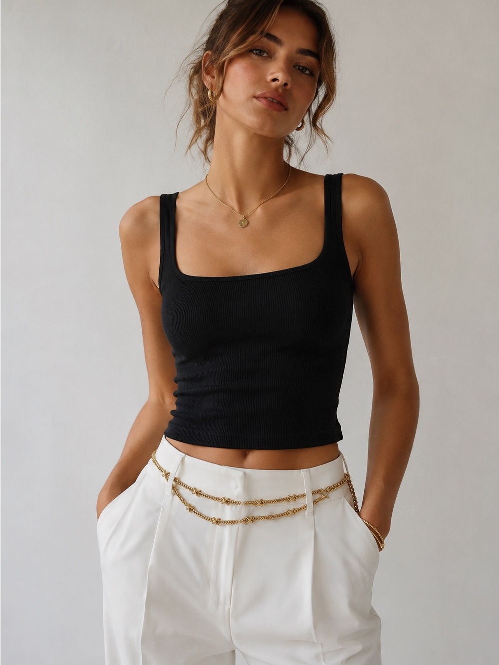 VINTAGE 90S ST. JOHN GOLD X CHARM DRAPE CHAIN BELT RARE Size S/M